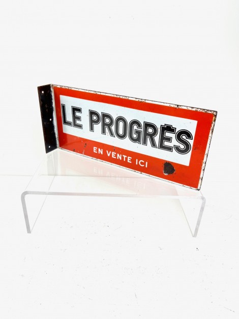 LE PROGRES JOURNAUX PLAQUE EMAILLEE 1960