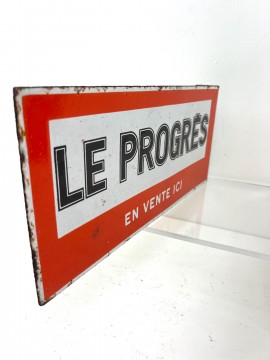 LE PROGRES JOURNAUX PLAQUE EMAILLEE 1960