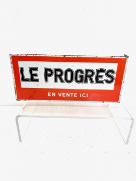 LE PROGRES JOURNAUX PLAQUE EMAILLEE 1960