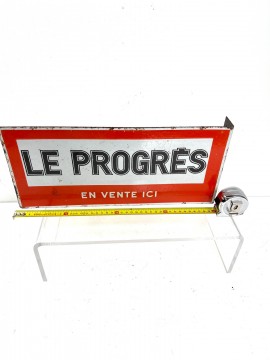 LE PROGRES JOURNAUX PLAQUE EMAILLEE 1960