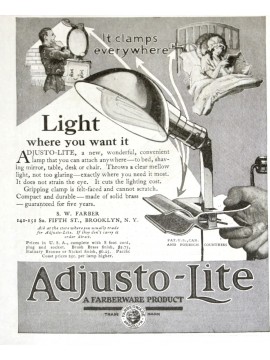 ADJUSTO LITE ADJUSTOLITE lampe pinces USA 1910