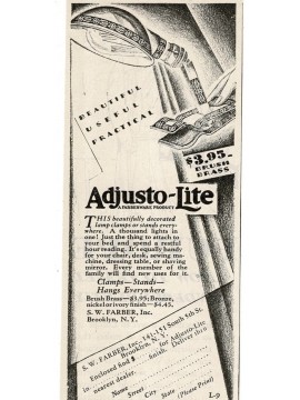 ADJUSTO LITE ADJUSTOLITE lampe pinces USA 1910