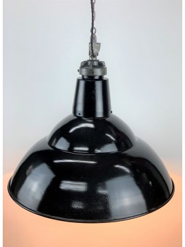 Suspension émaillée noire 1950 grand diamètre 54 cm