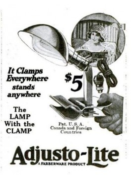 ADJUSTO LITE ADJUSTOLITE lampe pinces USA 1910