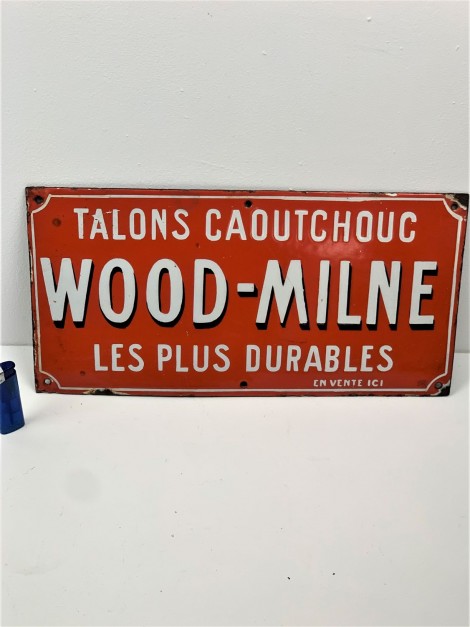 WOOD MILNE  Talons caoutchoux plaque émaillée 1920 1930