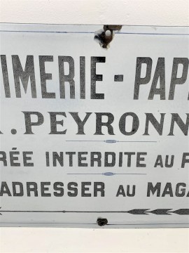 Imprimerie Papeterie PEYRONNET SAINT ETIENNE 1900 plaque émaillée