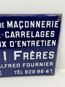 BETON ARME  PLAQUE EMAILLEE 1960 CHAVILLE RONCI FRERES