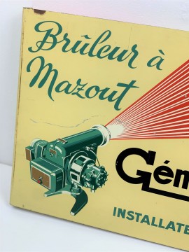 Tôle serigraphiée 1950 1960 GENERFLAM Bruleur à Mazout (non plaque émaillée)