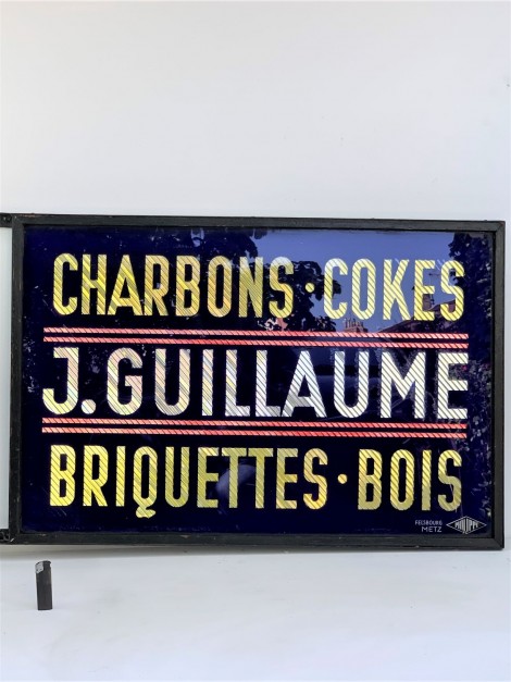 PUBLICITE ancienne 1920 1930 Verre églomisé CHARBONS COKES METZ