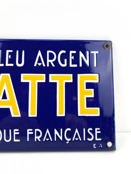 ARLATTE CHICOREE BLEAU ARGENT PLAQUE EMAILLEE  SUPER ETAT EMAILLERIE ALSACIENNE 1930