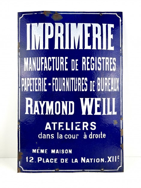 IMPRIMERIE PARIS NATION 19E WEILL MANUFACTURE DE REGISTRES  60 / 40 CM