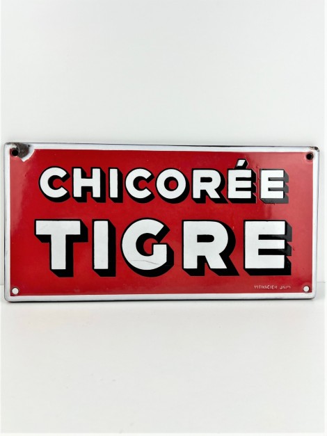 CHICOREE TIGRE VITRACIER JAPY 1930 PLAQUE EMAILLEE