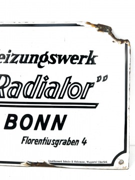 RADIATOR BONN HEIZUNQSWERK  PLAQUE RADIATEUR ALLEMAND