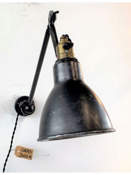 Ancienne lampe gras Ravel sur socle en bois modèle n°304 vert d'eau