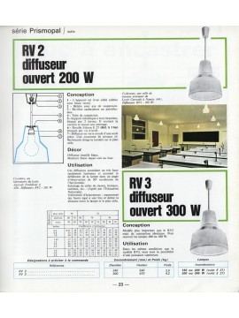 HOLOPHANE  suspension en verre RV2 PRISMOPAL 1972  Ø 24 CM